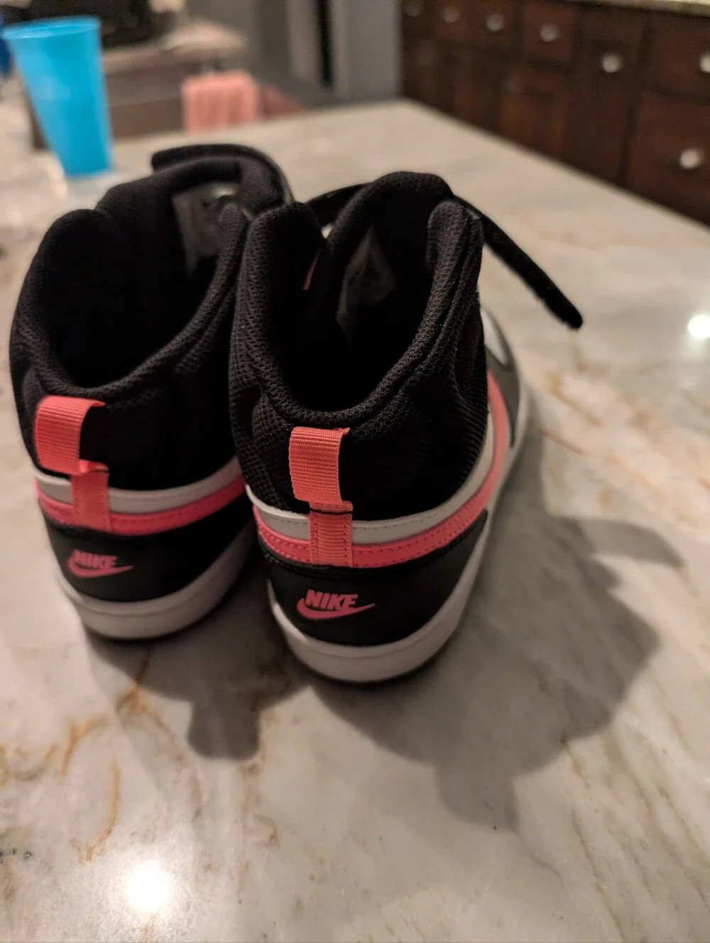 Nike Black, White & Pink Mid-Top Sneakers